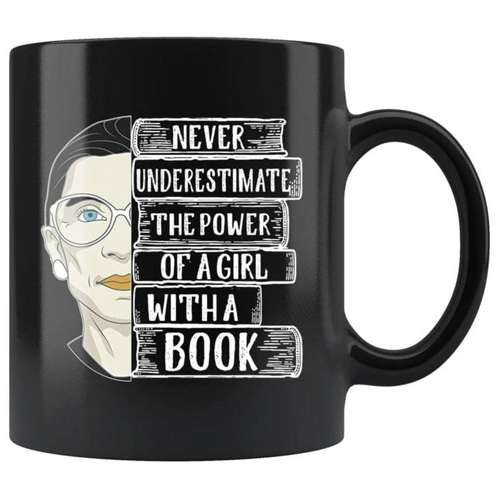 Never Underestimate The Power Of A Girl With A Book Simple Black Mug Never Underestimate The Power Of A Girl With A Book Simple Black Mug
