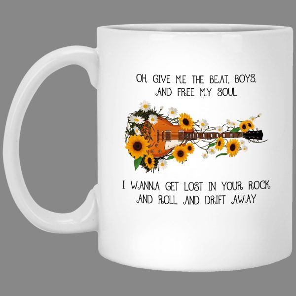 Oh Give Me The Beat Boys And Free My Soul I wanna Get Lost In your Rock And Roll And Drift Away Guitarist Simple White Mug