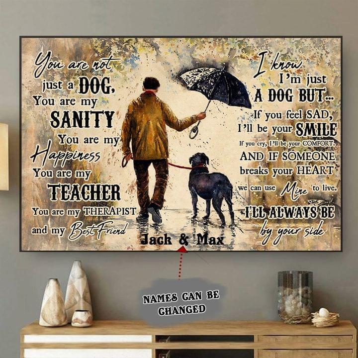Old Man And Dog Sanity Teacher Name Customized Personalized Canvas Poster Old Man And Dog Sanity Teacher Name Customized Personalized Canvas Poster