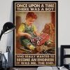 Once Upon A Time There Was A Boy Who Really Wanted To Become An Engineer It Was Me The End Baby Boy Fixing His Car Toy Dog Canvas Poster