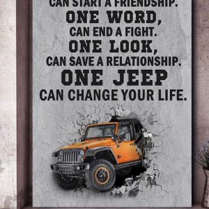 One Smile One Word One Look One Jeep Strong Off Road Car Love Fan Art Canvas Poster