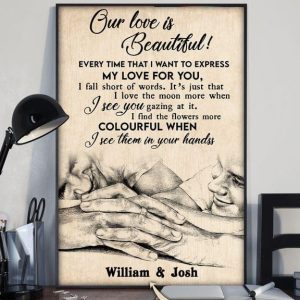 Our Love Is Beautiful LGBT Name Customized Personalized Canvas Poster