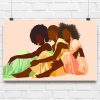 Painted Three Black Ladies Wearing Colorful Clothes Canvas Poster