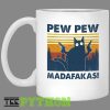 Pew Pew Madafakas Funny Cowboy Cat Vintage Simple White Mug