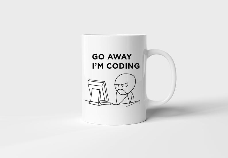 Programmers Go Away I'm Coding Serious Developer Simple White Mug Programmers Go Away I'm Coding Serious Developer Simple White Mug