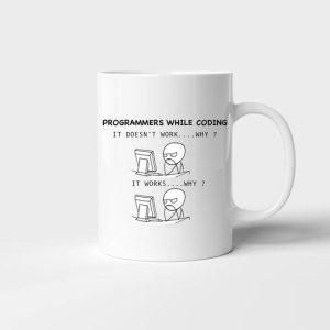 Programmers While Coding Thinking About Why Developer Simple White Mug Programmers While Coding Thinking About Why Developer Simple White Mug