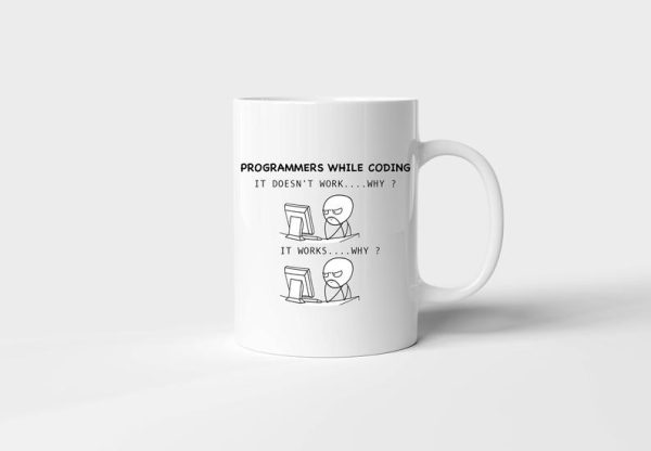 Programmers While Coding Thinking About Why Developer Simple White Mug