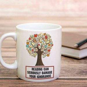 Reading Can Seriously Damage Ignorance Books Knowledge Tree Simple White Mug Reading Can Seriously Damage Ignorance Books Knowledge Tree Simple White Mug