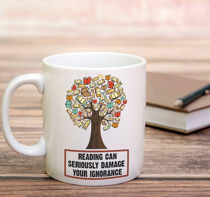 Reading Can Seriously Damage Ignorance Books Knowledge Tree Simple White Mug Reading Can Seriously Damage Ignorance Books Knowledge Tree Simple White Mug