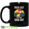 Rock Out With Your Cock Out Vintage Funny Chicken Farmer Simple Black Mug