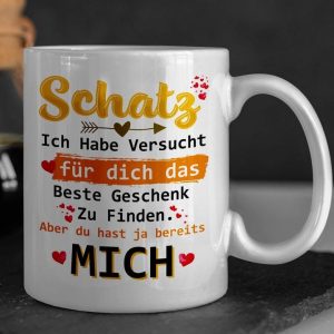 Schatz Ich Habe Versucht Fur Dich Das Beste Deschenk Zu Finden German Quote Love Hearts White Mug Schatz Ich Habe Versucht Fur Dich Das Beste Deschenk Zu Finden German Quote Love Hearts White Mug