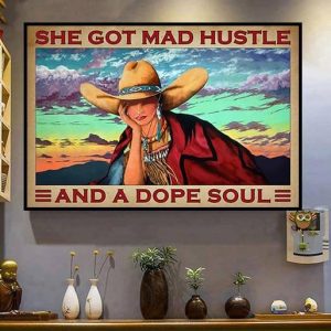 She Got Mad Hustle And A Dope Soul Cowgirl Sunset Canvas Poster