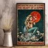 She Has The Soul Of A Gypsy The Heart Of A Hippie The Spirit Of A Mermaid Lady Girl Mermaid Sitting On Stock Smoking Red Moon Canvas Poster
