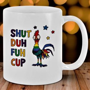 Shut Duh Fuh Cup Colorful Chicken Stars White Mug Shut Duh Fuh Cup Colorful Chicken Stars White Mug