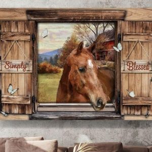 Simply Blessed Fake Window Horse Farming Canvas Poster