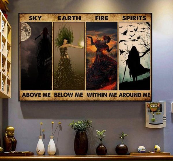 Sky Above Me Earth Below Me Fire Within Me Spirits Around Me Goddess Canvas Poster