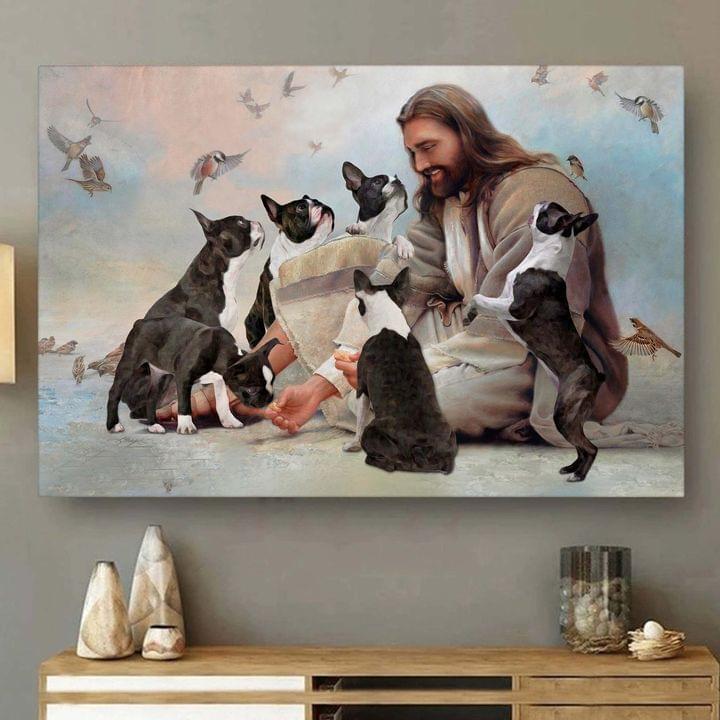 Smiling God Jesus Surrounded By Black Bulls Canvas Poster Smiling God Jesus Surrounded By Black Bulls Canvas Poster