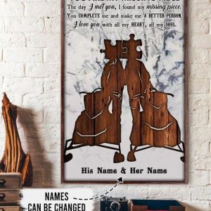 Snow Mobile Puzzle You Are My Missing Piece Name Customized Personalized Canvas Poster