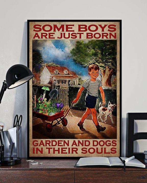Some Boys Are Just Born Garden And Dogs In Their Souls Little Boy And Dog Canvas Poster Some Boys Are Just Born Garden And Dogs In Their Souls Little Boy And Dog Canvas Poster