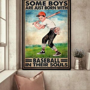 Some Boys Are Just Born With Baseball In Their Souls Young Boy Playing Baseball Canvas Poster