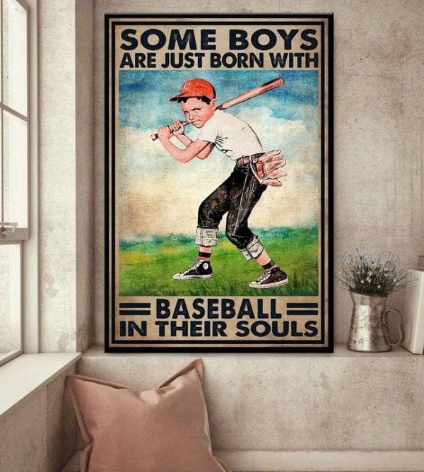 Some Boys Are Just Born With Baseball In Their Souls Young Boy Playing Baseball Canvas Poster