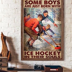 Some Boys Are Just Born With Ice Hockey In Their Souls Hockey Canvas Poster