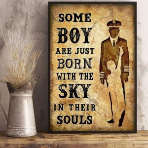 Some Boys Are Just Born With The Sky In Their Souls Pilot World Map Canvas Poster