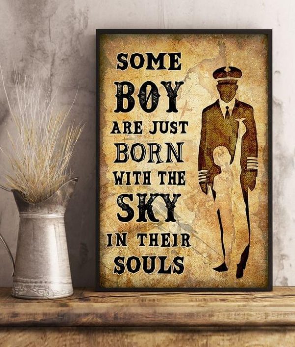 Some Boys Are Just Born With The Sky In Their Souls Pilot World Map Canvas Poster