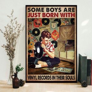Some Boys Are Just Born With Vinyl Records In Their Souls Little Boy Canvas Poster