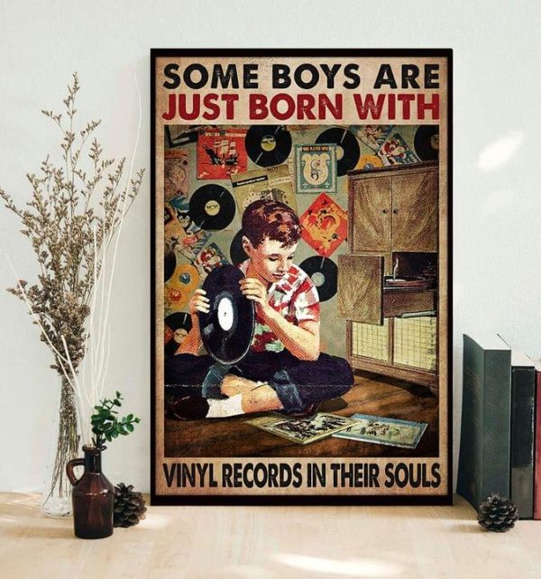Some Boys Are Just Born With Vinyl Records In Their Souls Little Boy Canvas Poster