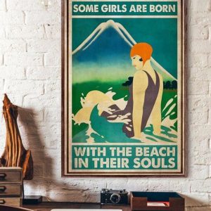 Some Girls Are Born With The Beach In Their Souls Bikini Girl On Beach Mountain Canvas Poster