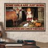 Some Girls Are Just Born With Chickens And Cows In Their Souls Cute Baby Girl Farmer Canvas Poster