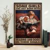 Some Girls Are Just Born With Reading And Dogs In Their Souls Little Girl And Dog Canvas Poster