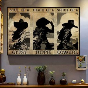 Soul Of A Gypsy Heart Of A Hippie Spirit Of A Cowgirl Riding Horse Canvas Poster