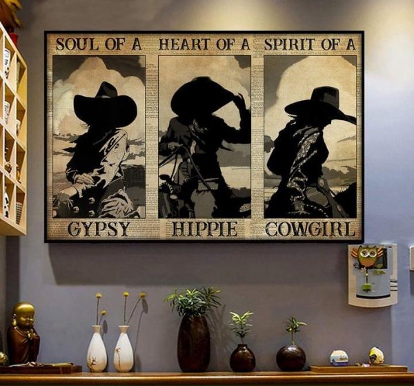 Soul Of A Gypsy Heart Of A Hippie Spirit Of A Cowgirl Riding Horse Canvas Poster