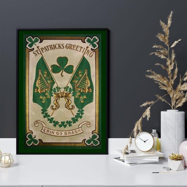 St. Patricks Greeting Erin Go Bragh Irish Canvas Poster