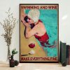 Swimming And Wine Make Everything Fine Swimming Girl And Red Wine Canvas Poster