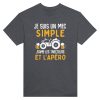 T-shirt Agriculteur Je suis un mec simple j’aime les tracteurs et l’apero
