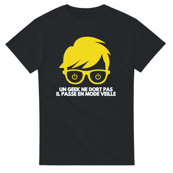 T-shirt Geek Un geek ne dort pas il passe en mode veille