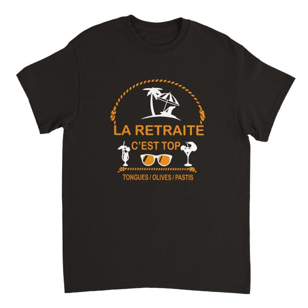 T-shirt Pastis La retraite c’est top, tongues, olives, pastis