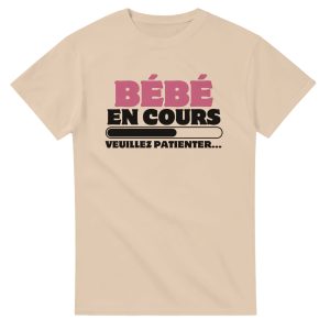 T-shirt annonce grossesse Bebe en cours, veuillez patienter