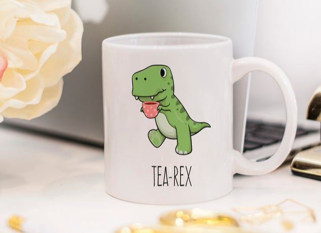 Tea-Rex Cute Hot Coffee Dinosaur T-Rex Simple White Mug Tea-Rex Cute Hot Coffee Dinosaur T-Rex Simple White Mug