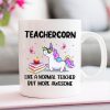 Teachercorn Like A Normal Teacher But More Awesome Colorful Unicorn Books Apple Pink Butterflies White Mug