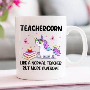 Teachercorn Like A Normal Teacher But More Awesome Colorful Unicorn Books Apple Pink Butterflies White Mug Teachercorn Like A Normal Teacher But More Awesome Colorful Unicorn Books Apple Pink Butterflies White Mug