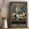 Technically Alcohol Is A Solution Cat Drinking Wine Candles Canvas Poster