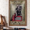 That’s What I Do I Play The Guitar And I Know Things Cool Pitbull Dog Sitting On Speaker Canvas Poster