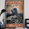 That’s What I Do I Ride Motorcycles I Drink And I Know Things Granpa Drinking Red Wine Biker Canvas Poster