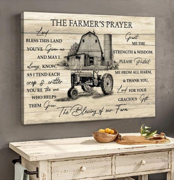 The Farmer’s Prayer The Blessing Of Our Farm Farming Vintage Canvas Poster