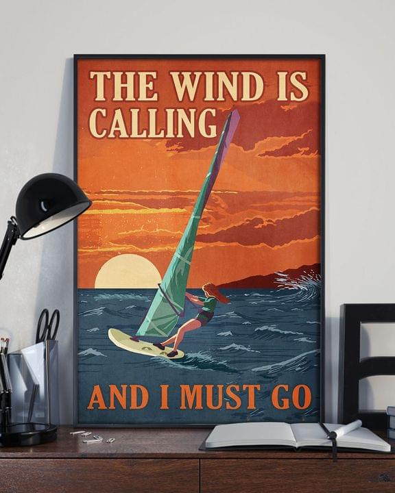 The Wind Is Calling And I Must Go Lady Girl Surfing Sunset Canvas Poster The Wind Is Calling And I Must Go Lady Girl Surfing Sunset Canvas Poster
