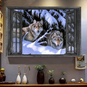 Through The Window Golfs Looking Snow Canvas Poster
